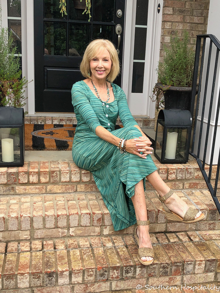 Fashion over 50: Blue/Green Dress from eShakti - Southern Hospitality