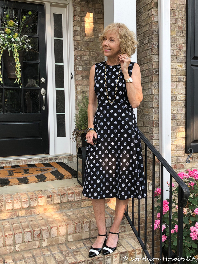 Fashion over 50: Black & White Calvin Klein Dress - Southern Hospitality