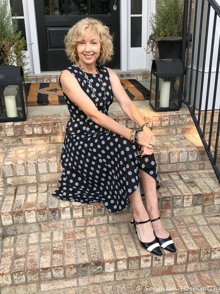 Fashion over 50: Black & White Calvin Klein Dress - Southern Hospitality