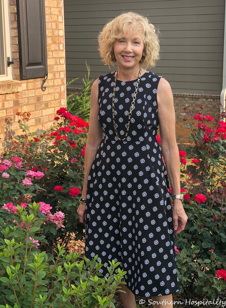 Fashion over 50: Black & White Calvin Klein Dress - Southern Hospitality