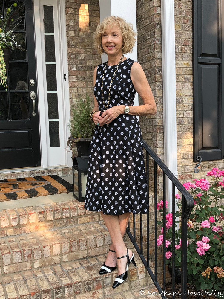 Fashion over 50: Black & White Calvin Klein Dress - Southern