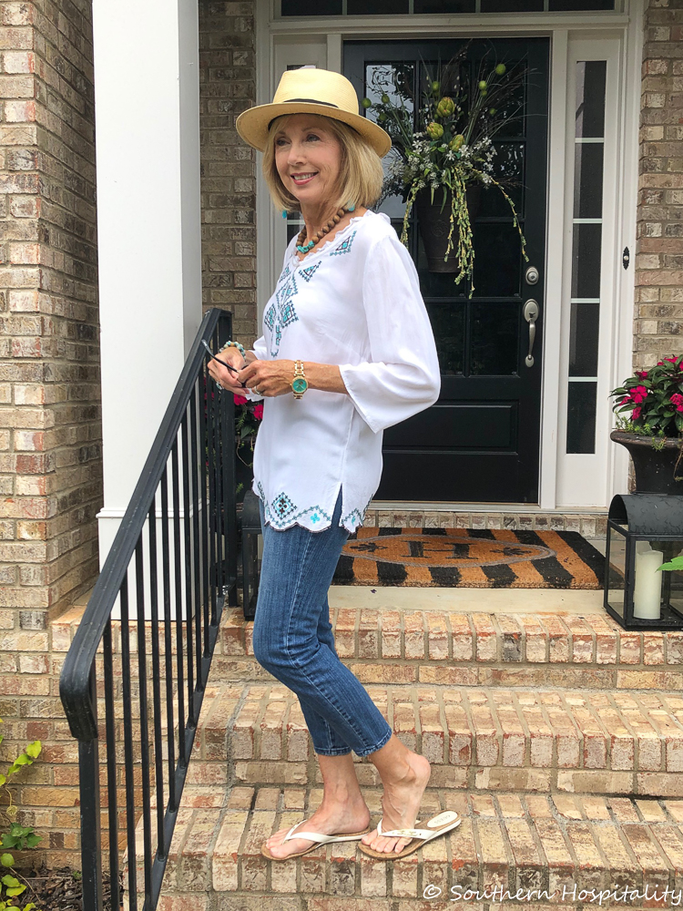 Fashion over 50: Boho Top and Cropped Jeans - Southern Hospitality