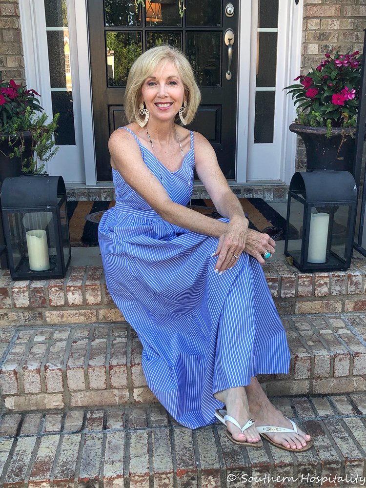 Fashion over 50: Summer Striped Maxi Dress - Southern Hospitality