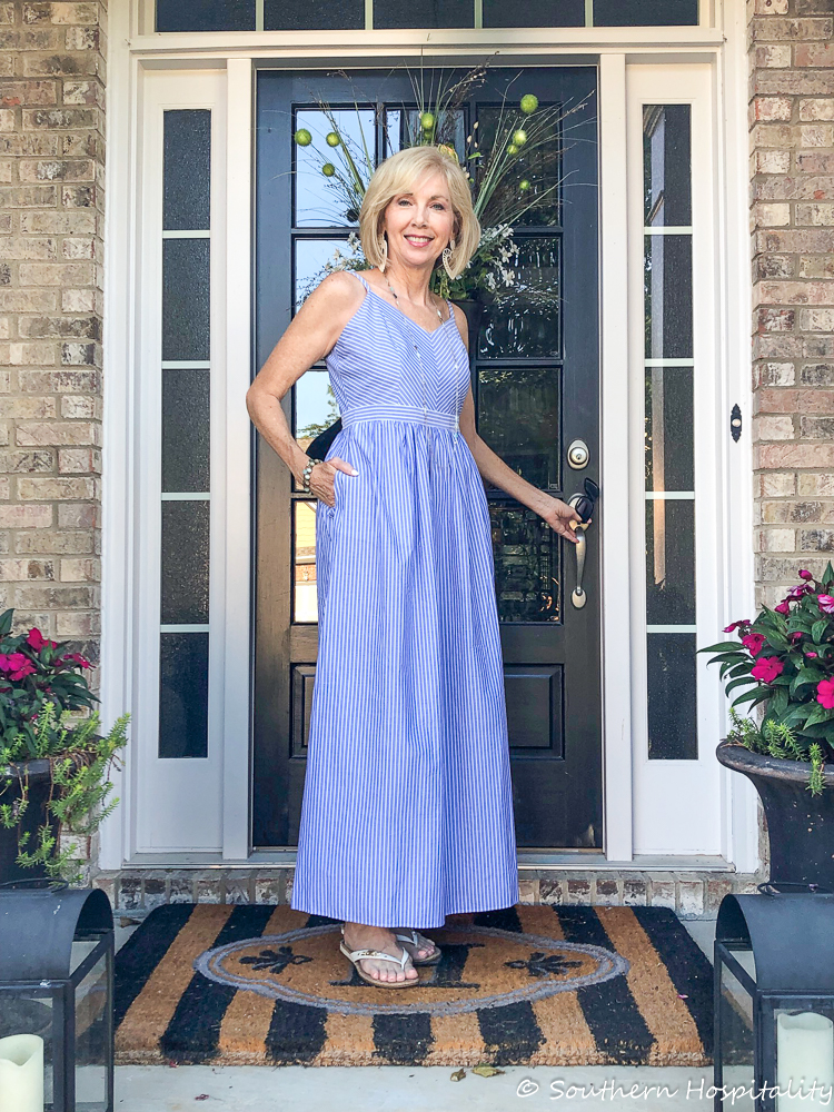 Fashion over 50: Summer Striped Maxi Dress - Southern Hospitality