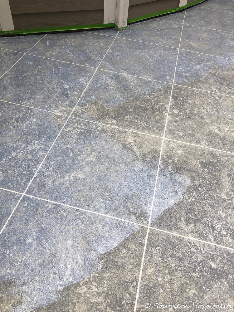 Faux Tile Look On Concrete Patio, How To Paint Faux Stone Floor