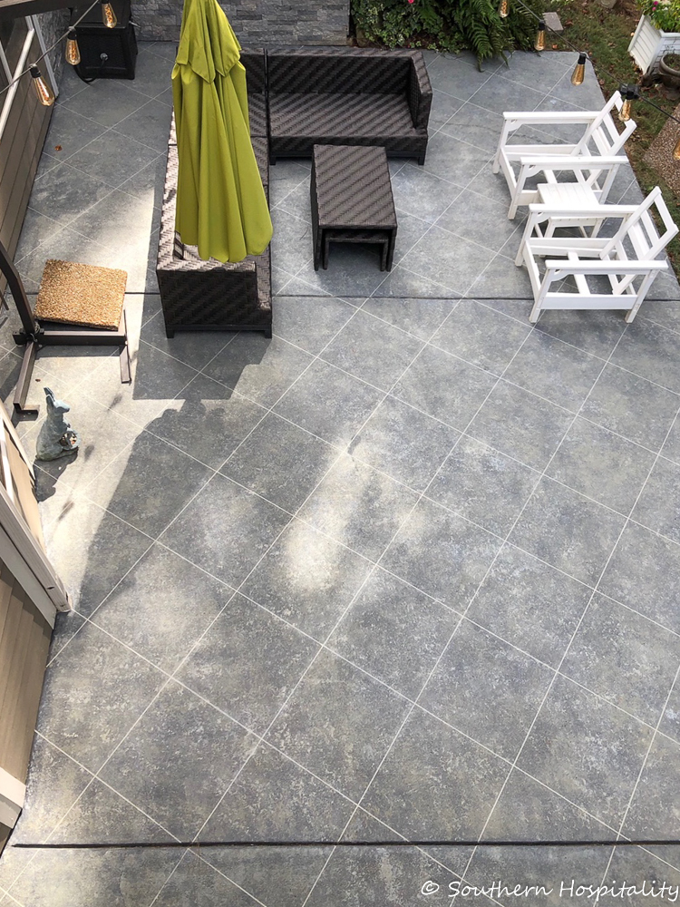 How To Create Faux Tile Look On Concrete Patio Southern Hospitality - How To Make Concrete Patio Floor Look Better
