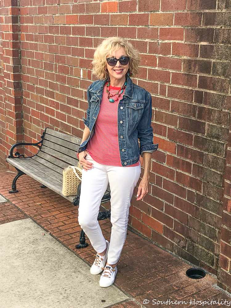 Fashion over 50: Casual White Jeans and Sneakers - Southern Hospitality