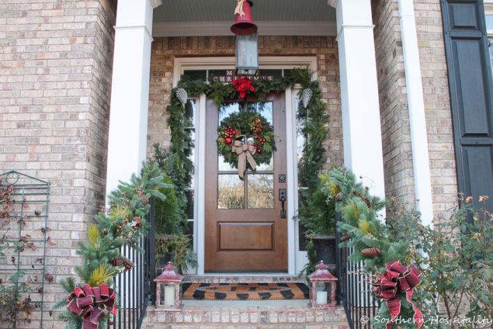 front porch traditional Christmas decor