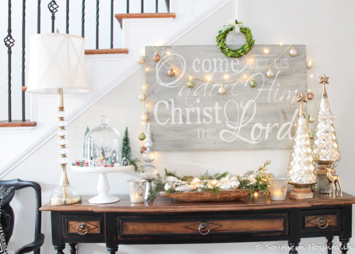 Christmas foyer table