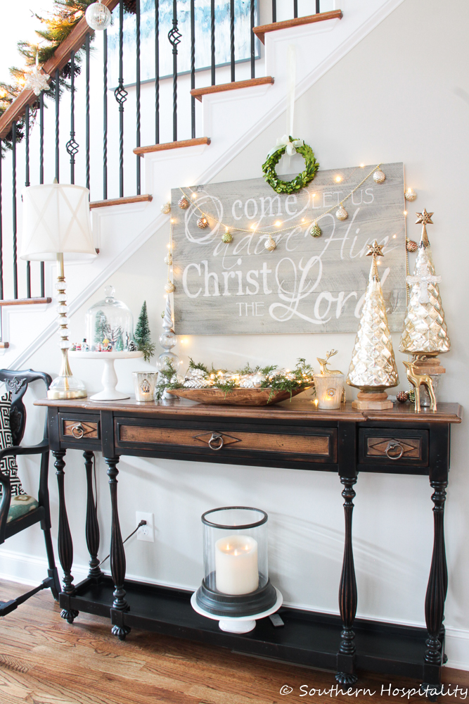 Christmas foyer table