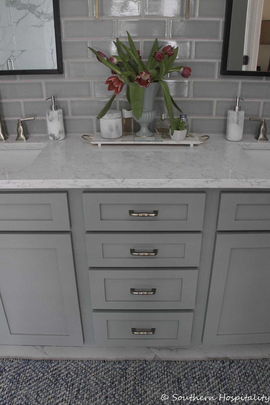 How to Update an Old Vanity with New Drawers Doors and Paint - Southern  Hospitality