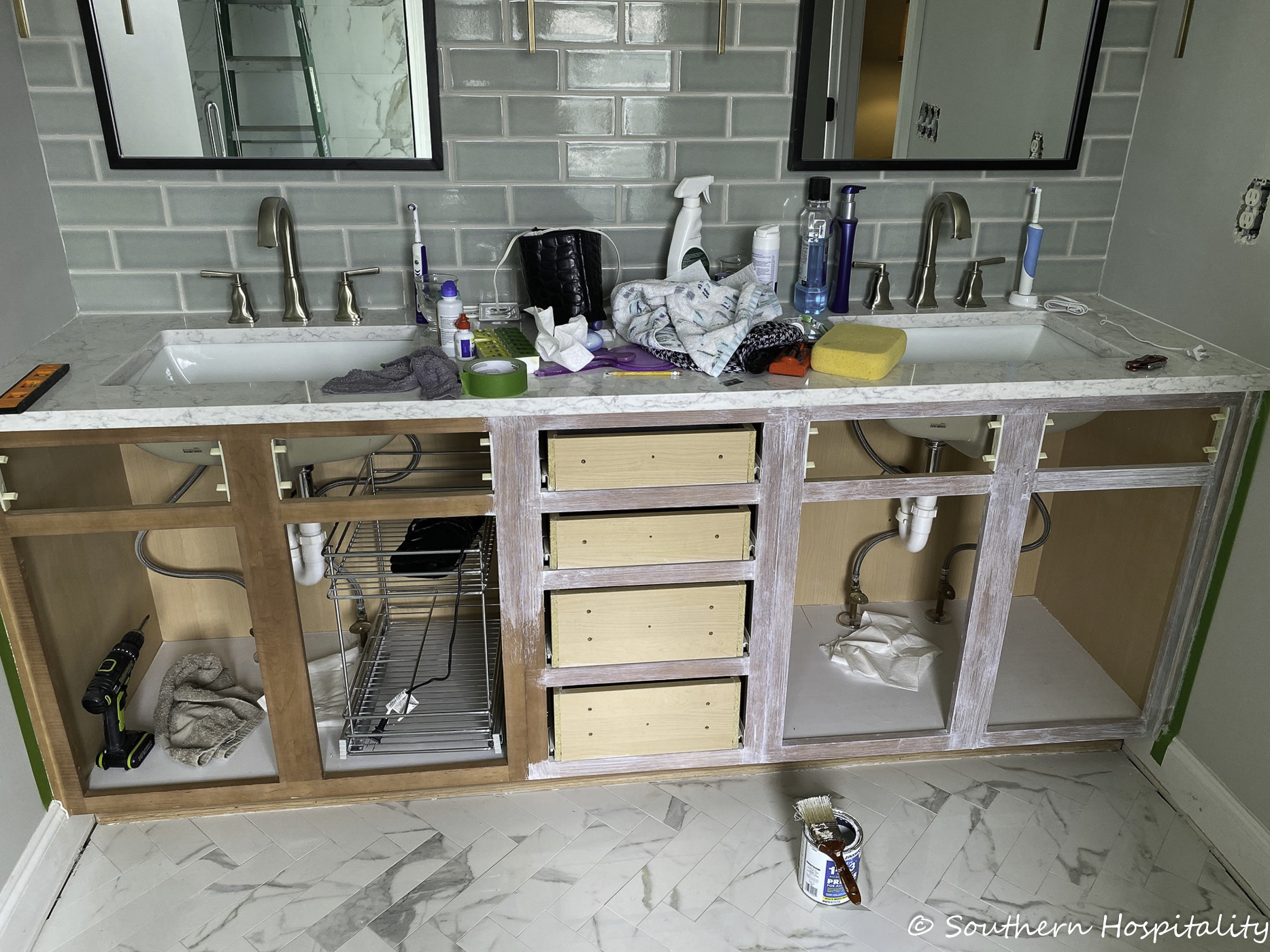 How to Update an Old Vanity with New Drawers Doors and Paint