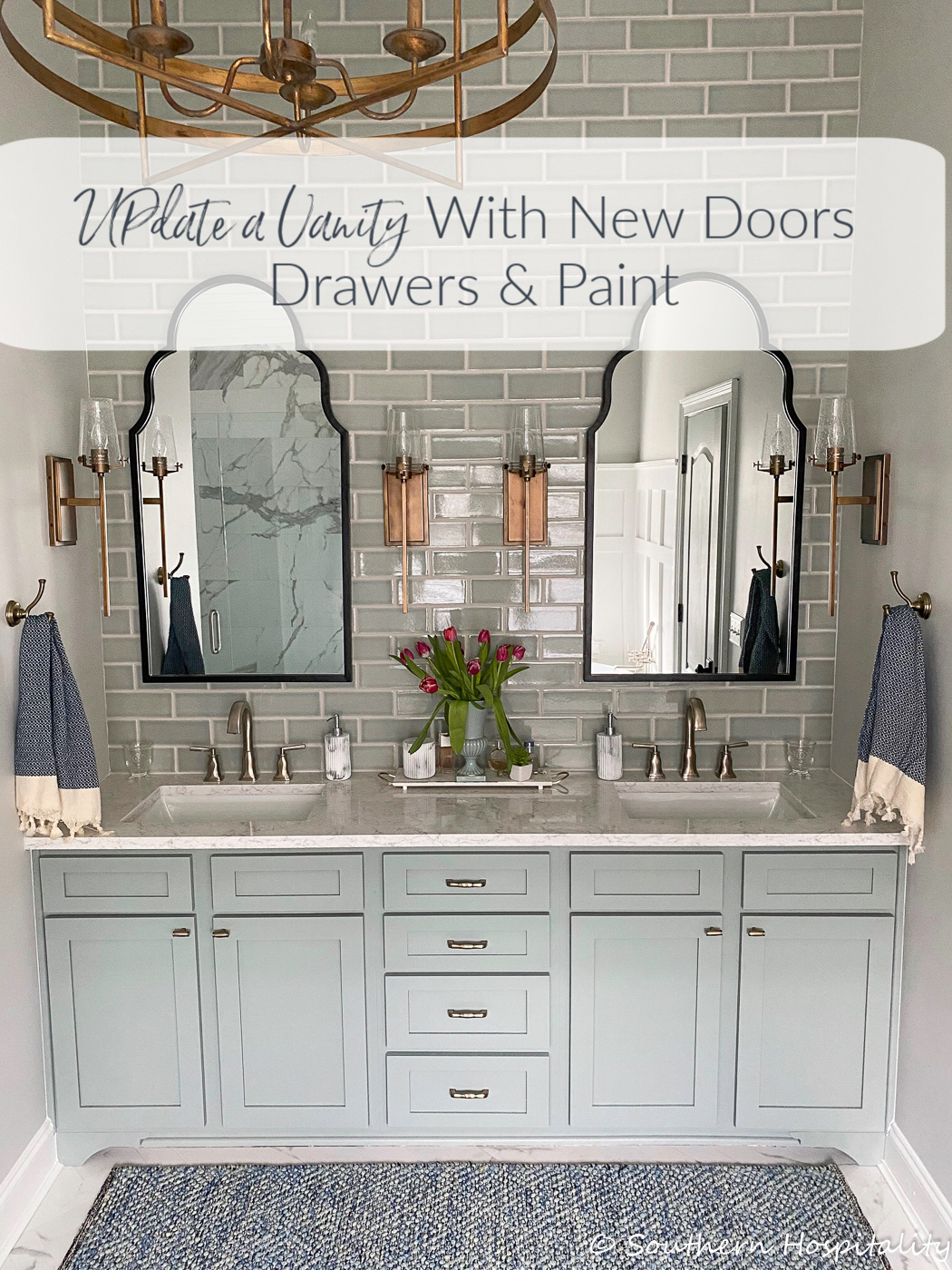 How to Update an Old Vanity with New Drawers Doors and Paint - Southern  Hospitality