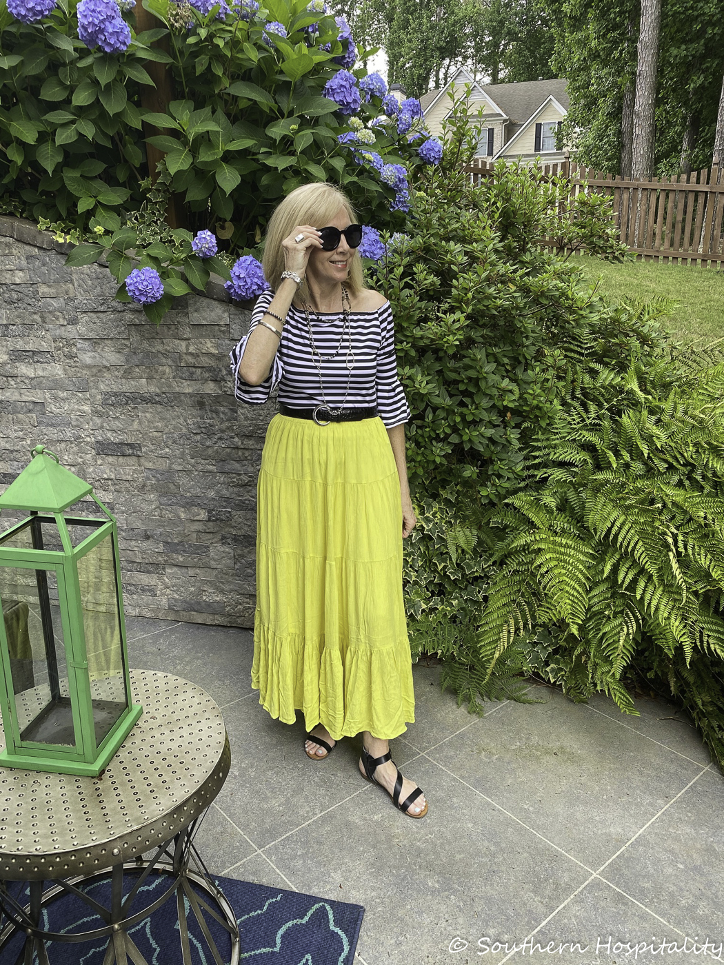 Fashion over 50 Walmart Bright Yellow Skirt Southern Hospitality