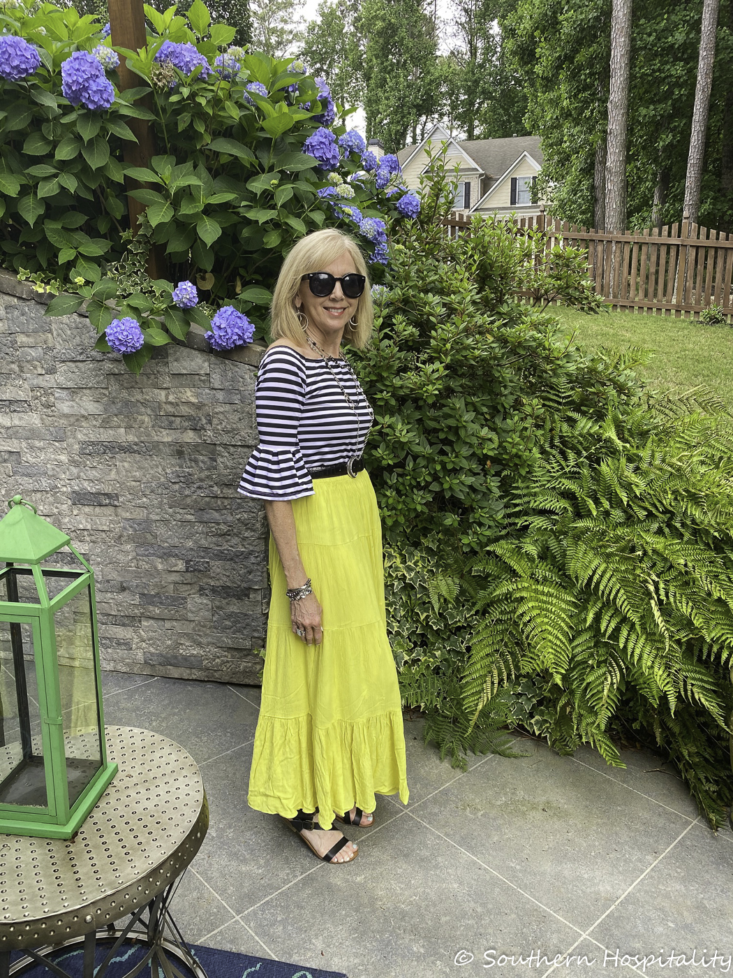 Fashion over 50 Walmart Bright Yellow Skirt Southern Hospitality