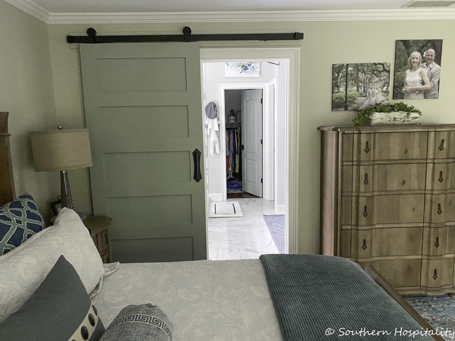 Adding a Sliding Barn Door to our Master Bath - Southern Hospitality