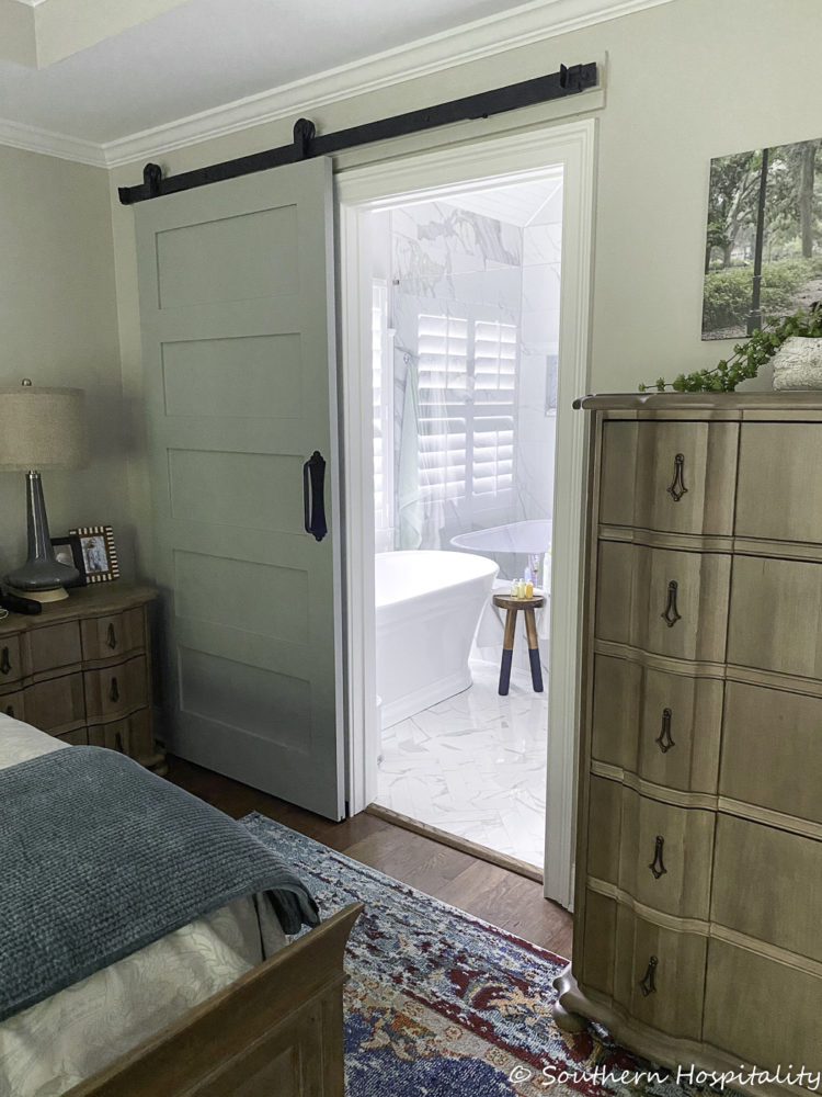 Adding a Sliding Barn Door to our Master Bath - Southern Hospitality