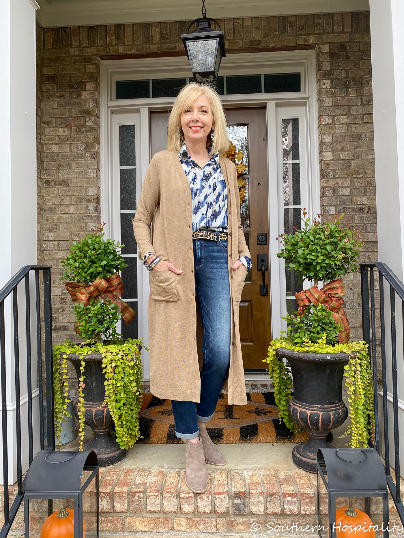 Fashion over 50: Long Cardigan and Boots - Southern Hospitality