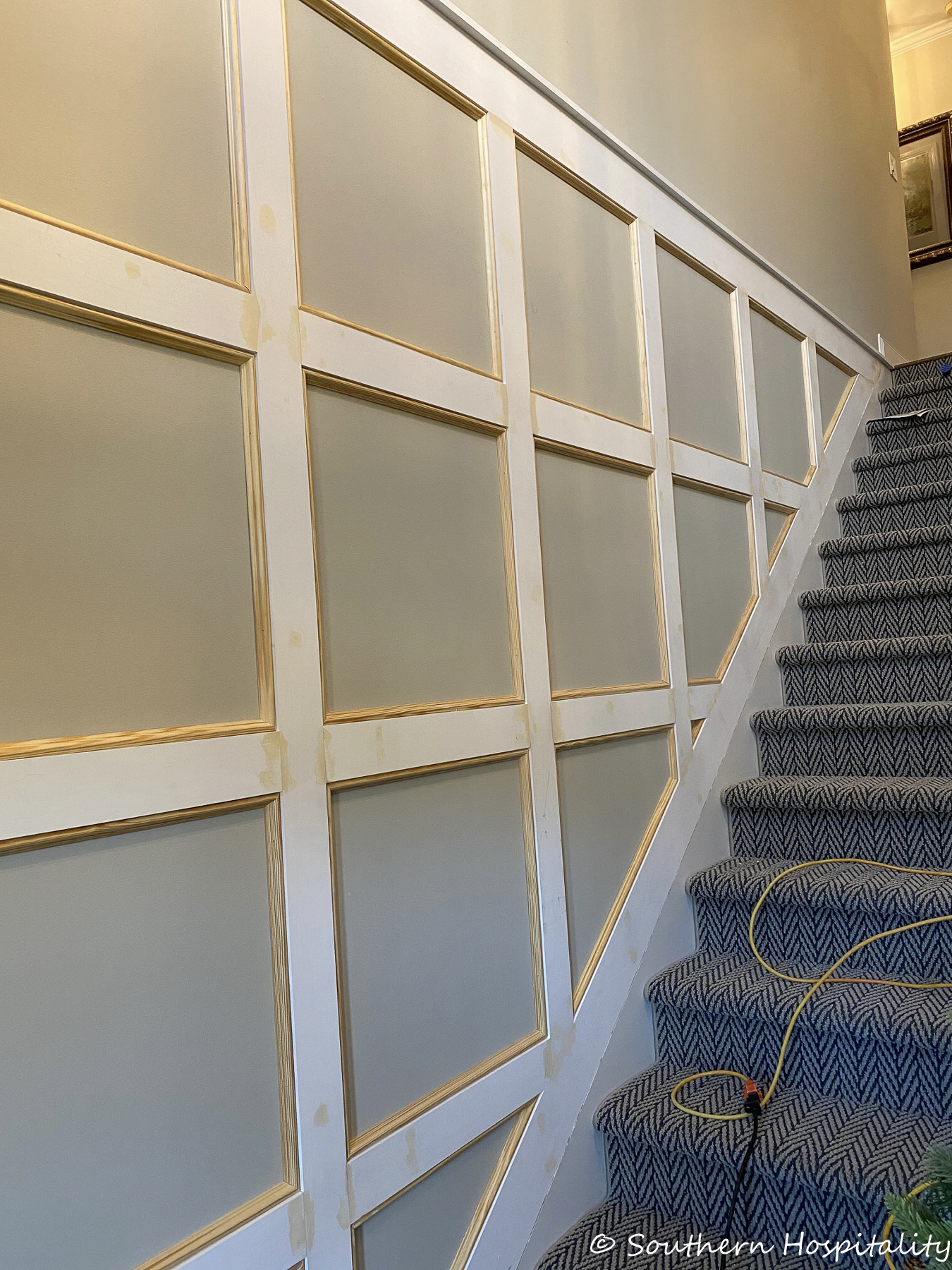 How to Add box molding to a stair wall