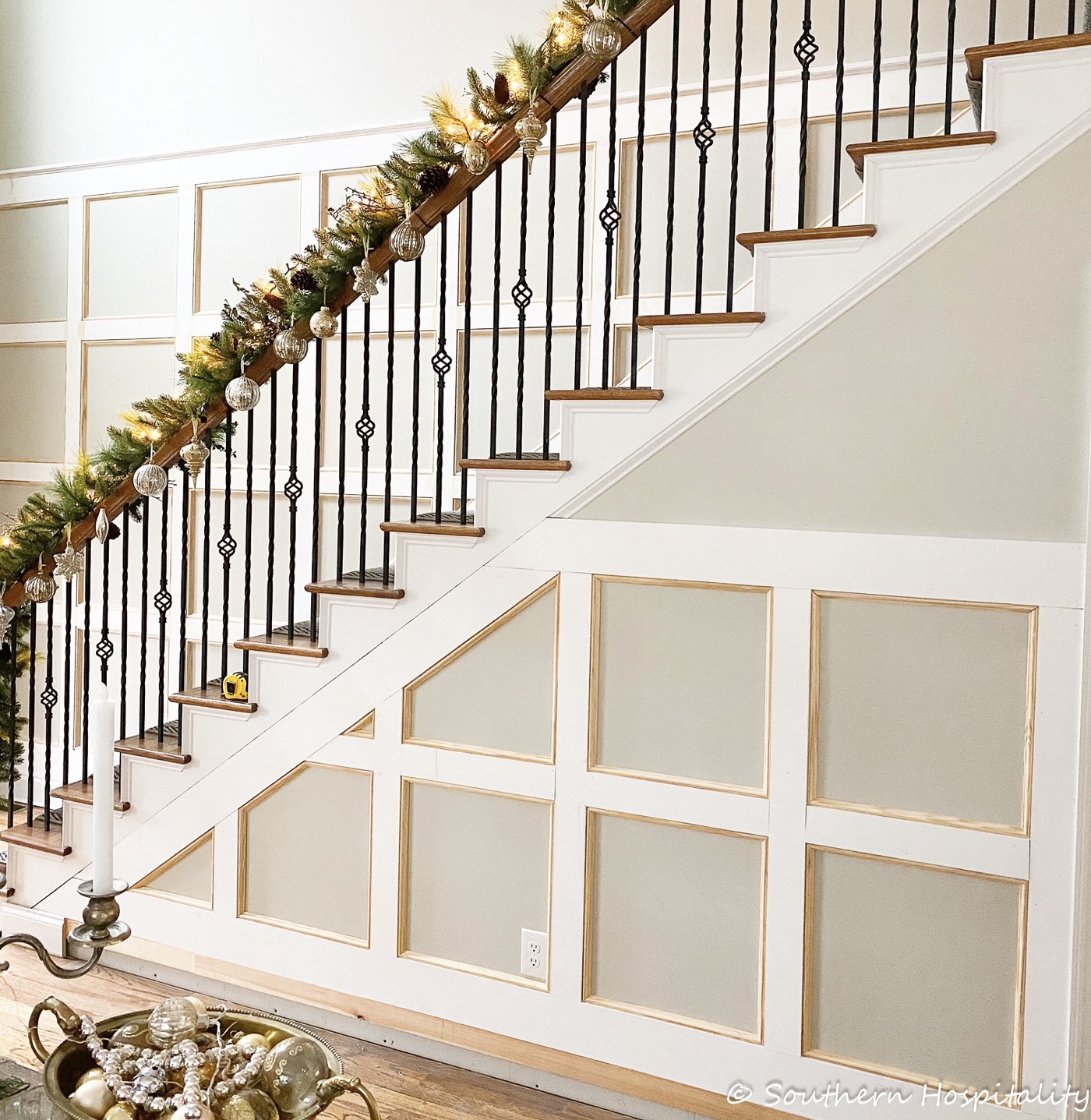 How to Add box molding to a stair wall