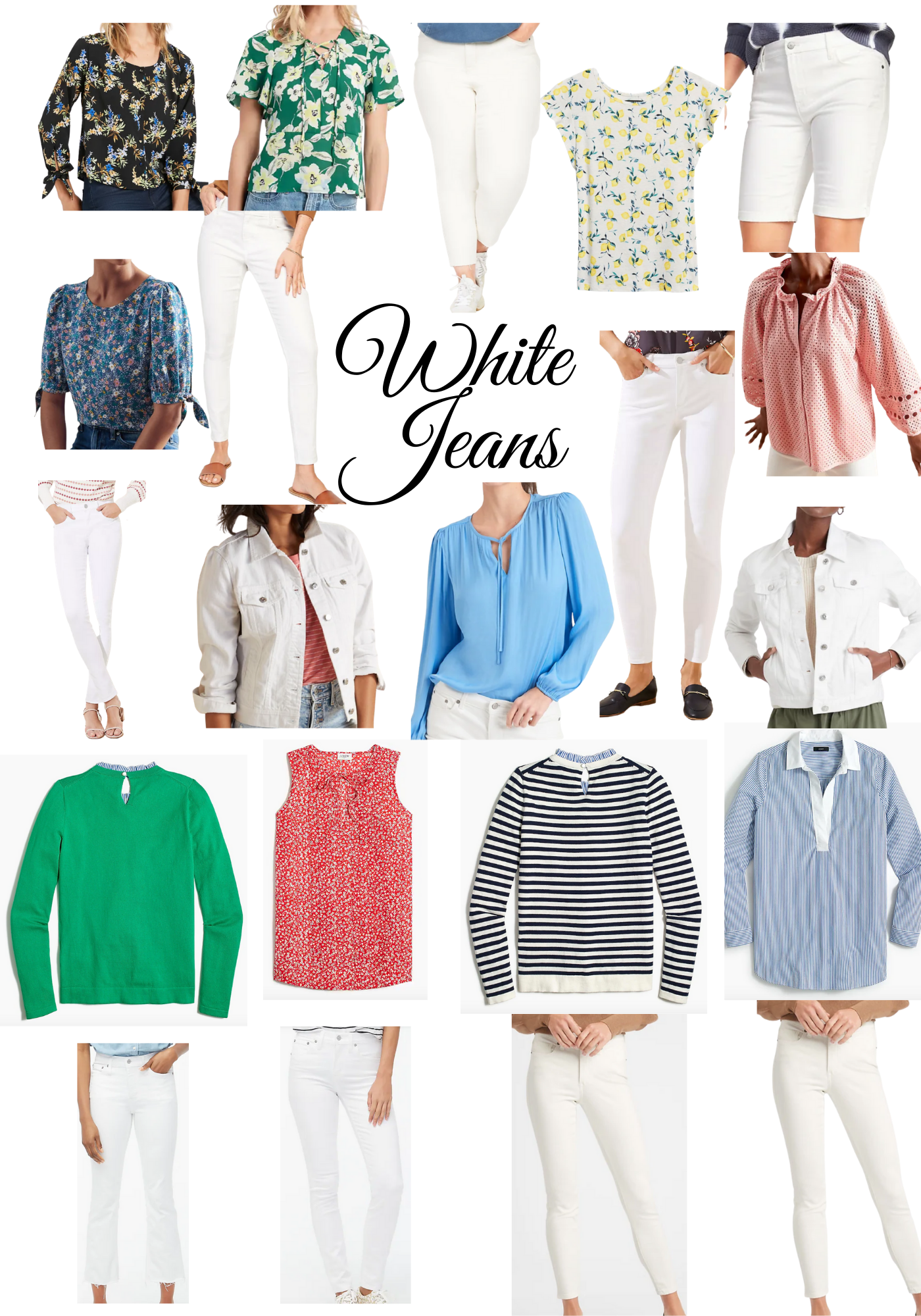 Fashion over 50: White Jeans Colorful Tops - Southern Hospitality