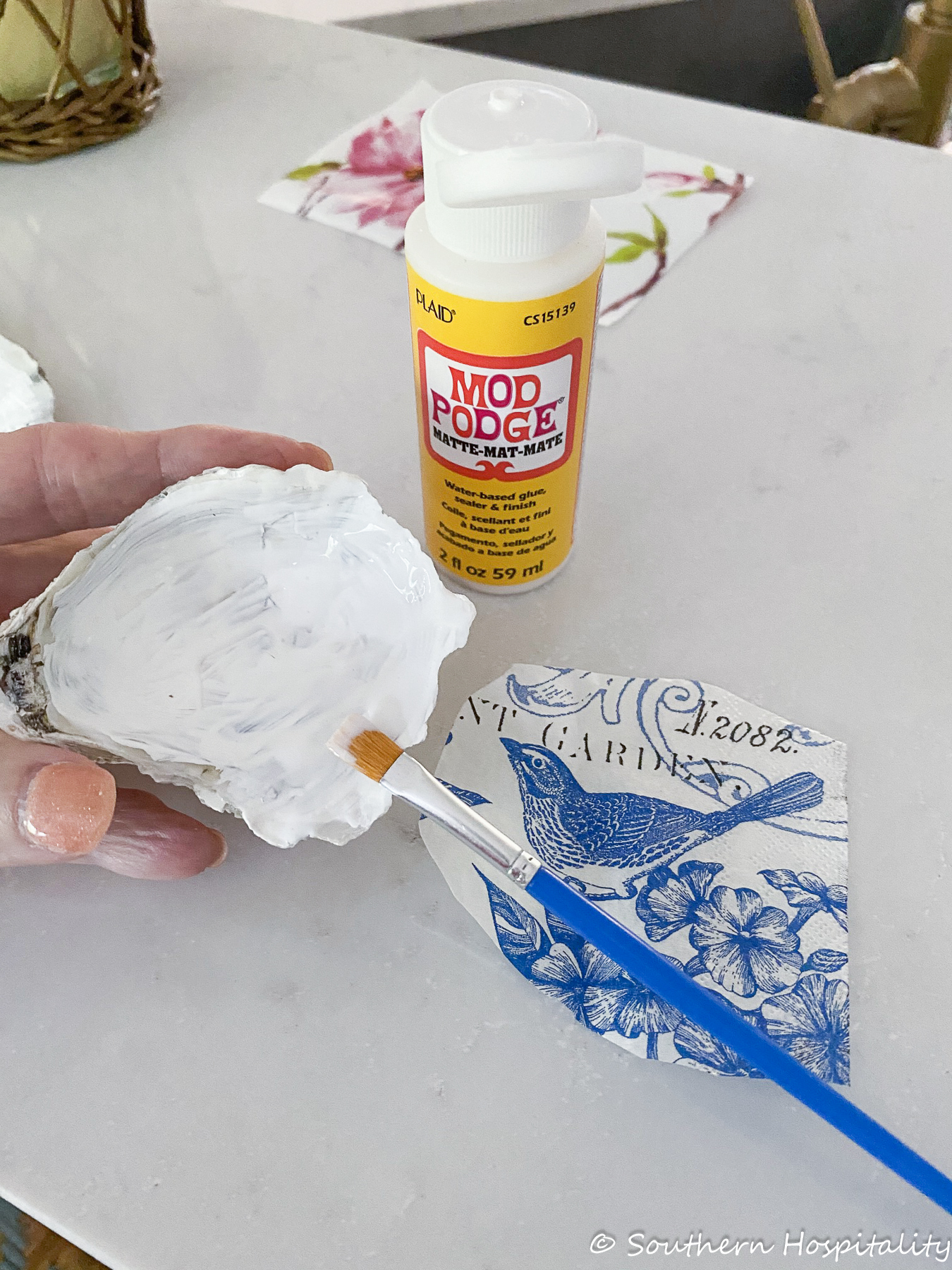 How to Decoupage Oyster Shells - Southern Hospitality