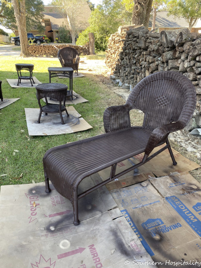 Spray Painting Wicker - Southern Hospitality